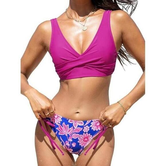 NWT Cupshe Cross Lace Up‎ Two Piece Bathing Suit - Size Small - Picture 1 of 3